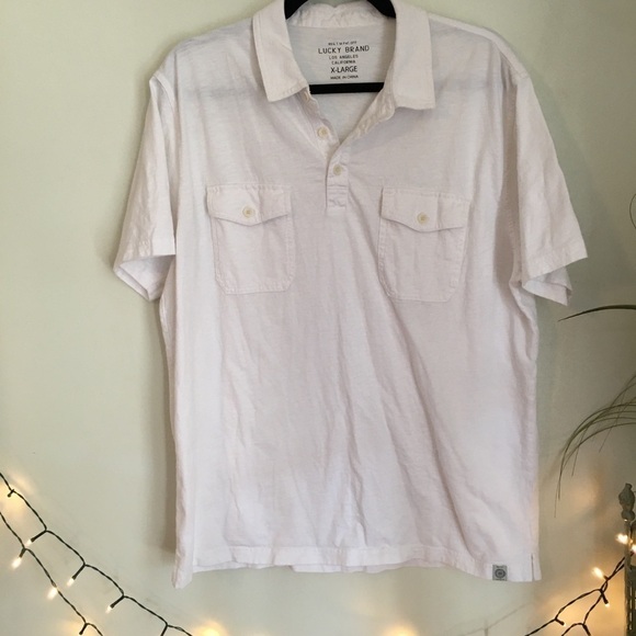 Lucky Brand Men’s White Tee with Front Flap Pockets pure 100% cotton - Picture 1 of 8